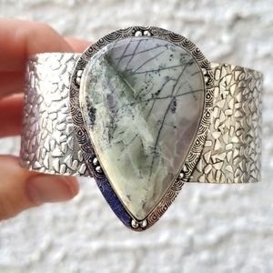 New Porcelain Jasper 925 Silver Cuff Bracelet.